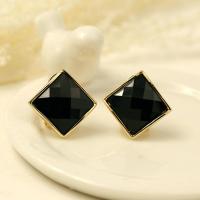 韩国气质耳环女方形简约耳钉时尚学生韩版耳扣耳夹无耳洞耳坠耳饰 黑色