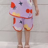 女童短袖套装棉绸儿童汉服夏季童装女宝宝短裤中国风睡衣两件套装 紫色 单短裤 90 建议身高70-85厘米