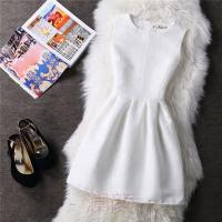 2021春夏秋韩版多款式修身显瘦提花印花无袖背心连衣裙气质蓬蓬裙 00白色 S