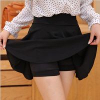 大码胖mm裙子女春夏短裙半身裙2021新款百搭a字裙高腰裙子蓬蓬裙 黑色 (带安全裤) S (75-85斤)