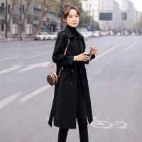 风衣外套女中长款大衣过膝小个子今年流行品牌春款女装2021年新款 B黑色 单层 M 建议80-105斤