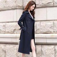 有里布风衣女中长款2021春季新款丝滑垂坠感大衣女装长款过膝外套 藏青【有里布】 M 建议80-105斤