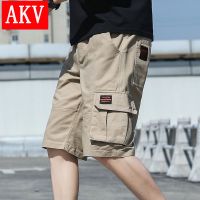 新款短裤男夏季工装裤多袋裤潮流宽松五分裤男士中裤休闲沙滩裤子 G19卡其 M(体重90-105斤穿)