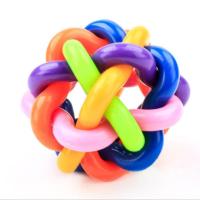 宠物益智玩具发声七彩编制铃铛球 狗狗磨牙猫猫互动铃铛玩具球 网红耐咬橡胶铃铛球(适合猫咪玩) 收藏关注优先发货
