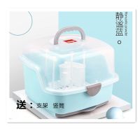 优乐豆婴儿奶瓶收纳箱盒奶瓶架晾干防尘带盖沥水宝宝餐具收纳盒 钜惠(方款-颜色随机 可备注