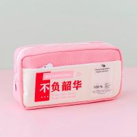 韩版大容量帆布笔袋女简约ins中小学生文具盒铅笔袋日系文具袋男 粉色[不负韶华]