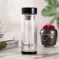 水晶加厚双层玻璃杯男水杯大容量泡茶杯防烫女士便捷随手办公杯子 加厚塑清盖-300ML