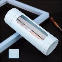 水杯男玻璃杯子便携家用茶水分离双层玻璃杯男士高档防摔水杯刻字 300毫升天空蓝玻璃茶杯