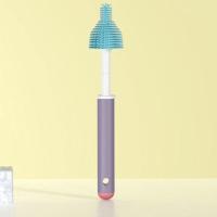 婴儿硅胶奶瓶刷360度旋转刷吸管刷洗奶瓶刷子清洁刷清洗单件/套装 绛紫-直柄 奶嘴刷