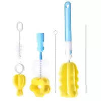 洗奶瓶刷套装奶瓶奶嘴清洁工具旋转奶瓶清洁海绵刷6件套 奶瓶刷6件套