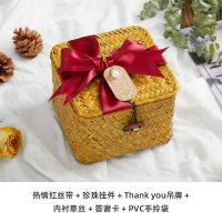 伴娘伴郎伴手礼盒篮子伴手礼女伴娘礼物盒结婚实用婚礼盒子中秋节 热情红(整套礼盒+拎袋) 14*14*11