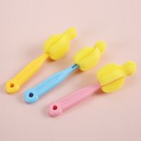 婴儿奶瓶刷海绵刷奶嘴刷360度旋转杯刷吸管刷子尼龙刷玻璃奶瓶刷 海绵奶嘴刷/3个/混色 颜色随机