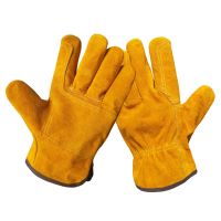 防火线缝短款双层加固牛皮电焊手套焊工劳保工作耐磨单只左手右手 1双