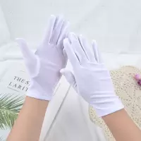 露二指采茶夏季手套薄款弹力女士骑行开车防晒遮阳半指漏二指手套 全指 纯色白色 1双