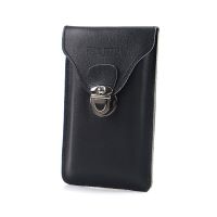 新款超薄牛皮手机包多功能穿皮带挂腰防水腰包6寸6.5寸7寸手机套 牛皮黑色(单层6英寸)+钢挂钩