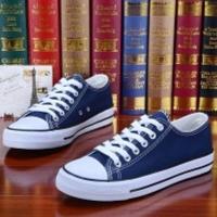 春秋男鞋潮鞋白色帆布鞋男士韩版低帮鞋子学生系带板鞋情侣款女鞋 A01蓝色 90