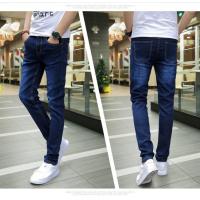 韩版潮流夏季弹力牛仔裤男士直筒商务小脚休闲长裤子修身宽松男装 蓝色[单件] 27