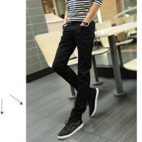 春季潮牌休闲宽松水洗磨白新款浅色牛仔裤男拼接哈伦束脚九分裤子 7805黑色[新品] M 建议[95-110斤]