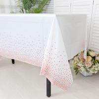 儿童生日派对一次性桌布长方形幼儿园毕业典礼节日布置台布甜品台 圆点玫瑰金