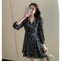 两件套装/单件2021春秋款小众设计韩版西服外套小个子碎花连衣裙 碎花连衣裙 单件 S 建议90~100斤