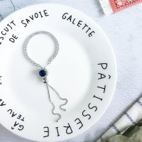 闪耀海洋之心小清新日韩手链女可调节抽拉式简约森系文艺 深邃蓝