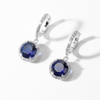 戴拉饰品 气质闪耀时尚小耳扣耳环女 韩国版简约个性合成水晶耳饰 蓝色