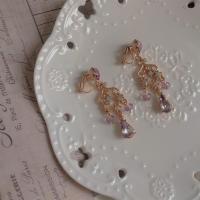 「 紫色萤火睡莲」复古巴洛克宫廷时髦梦幻闪耀紫色水晶耳环/耳夹 萤火睡莲(925银针)