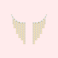 设计感女神气质晚宴长款闪耀水晶多流苏耳环无耳洞耳夹ins潮人女 耳钉款-有耳洞方可佩戴