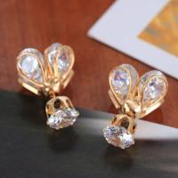 韩国饰品闪耀钻锆石萤火虫时尚气质韩版耳夹耳饰耳环双面耳钉 金色