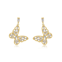 韩国东大门闪耀锆石蝴蝶耳环2021年新款潮耳钉女气质超仙精致耳饰 闪耀锆石蝴蝶镂空耳环