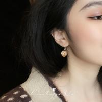 「落日余晖」温柔浪漫闪耀优雅超仙法式香槟色爱心耳环耳坠/耳夹 香槟爱心(合金耳钩)