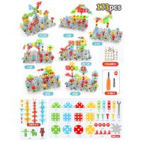 儿童动手拆装拧螺丝益智玩具螺母组合拼装男女孩电钻宝宝智力拼图 [173件]3D平板拼图手动版