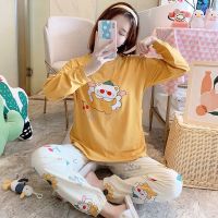 月子服春秋冬产后喂奶9月份7孕妇睡衣女怀孕哺乳产妇夏季薄款吸汗 M[85-105斤] 051小黄猫