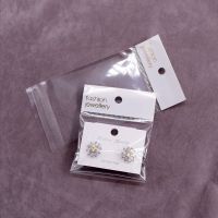 OPP印字不干胶自粘袋薄膜袋饰品塑料袋透明包装袋白色吊头自封袋 5*12 100个