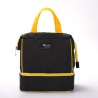 双层阳离子妈咪包多大容量保温包保冷保鲜便当包宝妈外出手提包 黑色 均码