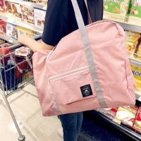 旅行包拉杆包手提行李袋飞机包大容量短途单肩包女折叠袋子收纳袋 一代折叠款粉色