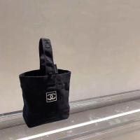 爆款ins小香中古便当布包Vintage古着布袋手拎帆布包手提包购物袋 黑色 尺寸长26cm*宽8cm*高22cm