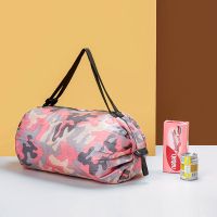 大号超市购物袋便携环保折叠手提袋买菜防水大容量单肩背牛津布袋 粉迷彩 40*40cm