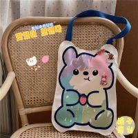 ins日系可爱软妹帆布包包女韩版Chic大容量少女学生单肩购物袋萌 竖款小熊(无挂件) 收藏店铺 送礼物 优先发货