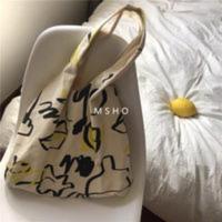 满满的少女感~日系慵懒风 百搭单肩帆布包布袋女 ins涂鸦线条学生 满满的少女感~日系慵懒风 百搭单肩帆布包布袋女 in