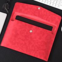 商务会议包A4大容量文件袋皮质文件包磁扣式公文包皮革收纳资料袋 红色