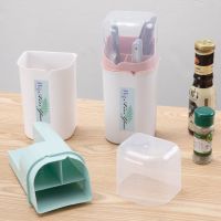 家用多功能沥水筷子盒立式防尘防虫带盖筷子笼厨房收纳筷子筒筷笼 苹果绿 中式加厚8011[开放式 无盖]