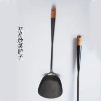 春风铁器 手工铁锅铲 家用传统铁锅炒锅用健康木柄炒菜铲子 开孔铁铲