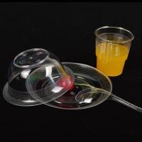 一次性餐具批发碗杯勺碟筷五件套散装航空水晶硬质加厚塑料餐具 碗杯勺碟20份散装送筷子