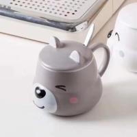 创意个性可爱陶瓷马克杯情侣咖啡水杯柴犬图案水杯送礼礼盒 笨笨熊灰色(图片款)