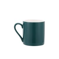 简约ins陶瓷马克杯带盖勺北欧风创意咖啡杯情侣杯家用办公室水杯 简约绿色 单杯