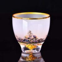 加厚金箔主人杯耐热防烫水晶玻璃品茗杯云雾单杯功夫茶具茶碗茶杯 加厚金箔主人杯耐热防烫水晶玻璃品茗杯云雾单杯功夫茶具茶碗茶