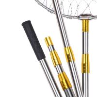 捞鱼网抄不锈钢伸缩杆大物抄网竿钓鱼全套组合抄网套装捕鱼兜渔具 大物折叠抄网头-实心35cm 1.5M大物金属抄网杆