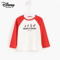 迪士尼男童春夏装2021春款宝宝长袖t恤上衣服儿童打底衫薄款秋衣 大红 90