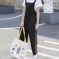 女童童装2021新款女孩背带裤套装儿童时髦薄款夏装中大童洋气衣服 黑色 单件 [单件背带裤] 150 正码请勿贪大65